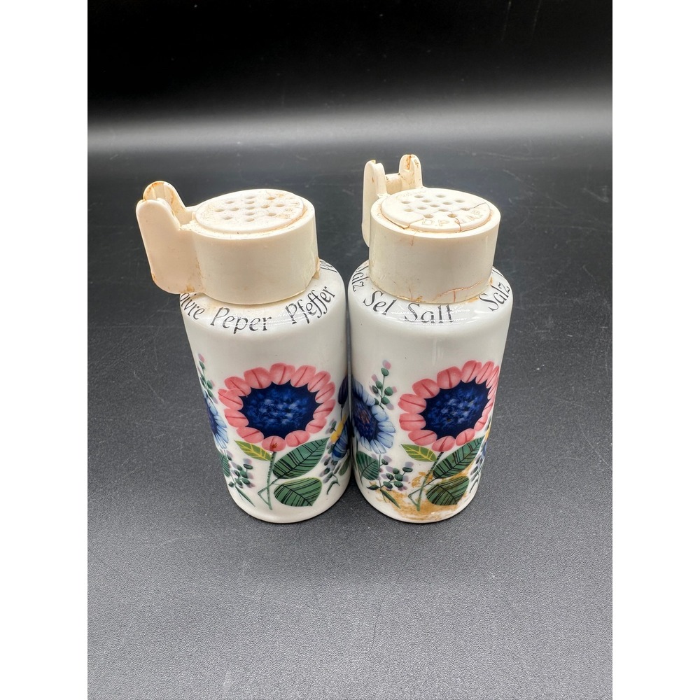 Gerold Porzellan Tettau Bavaria Salt Pepper Shakers West Germany Floral Ceramic